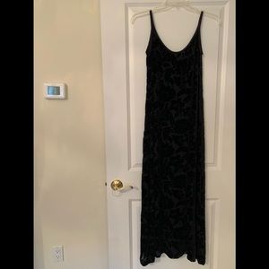 Emmelle Silk And Velvet Scoop Neck Spaghetti Strap Gown